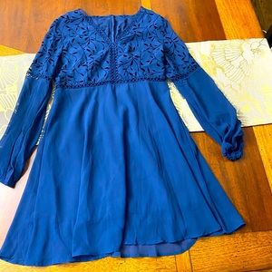 Blue chiffon lantern sleeve dress!